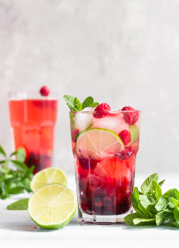 Mocktail verveine, framboise et citron vert